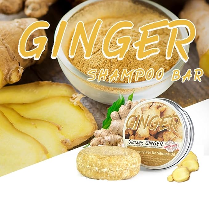 2 Pcs Ginger Soap,Ginger Hair Regrowth Shampoo Bar, Natural,Organic,Promotes Hair Growth for Men and Women