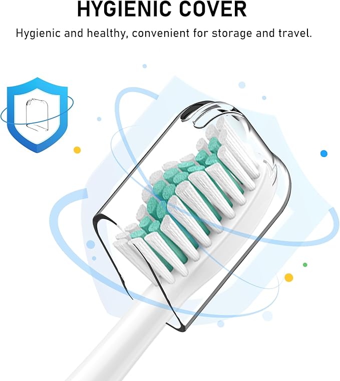 Toothbrush Heads for Philips Sonicare Replacement Brush Heads with Protective Cover Soft Dupont Bristles Electric Toothbrush Replacement Heads for Oral Health, 8 Pack