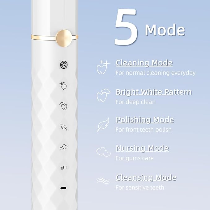 Electric Toothbrush Set, Equipped with 10 Brush Heads and Travel case, IPX8 Waterproof, 2-Minute Timer, 42000 high-Frequency Vibrations, 5 Modes, The First Choice for Gift Giving