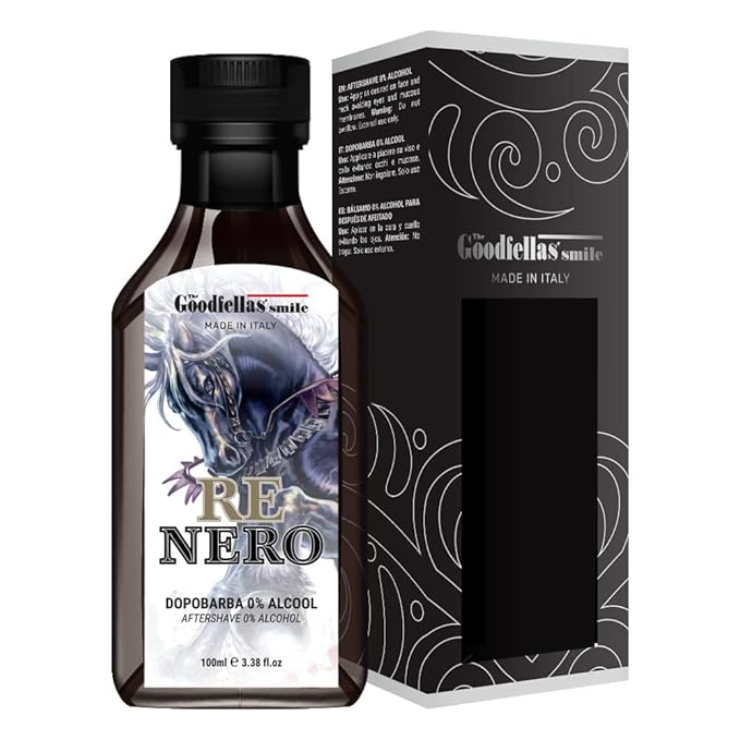 The Goodfellas' smile Alcohol-Free Soothing Aftershave Splash/Tonic, Made in Italy, 100 ml, 3.38 oz (NERO/Patchouly & Cedarwood)