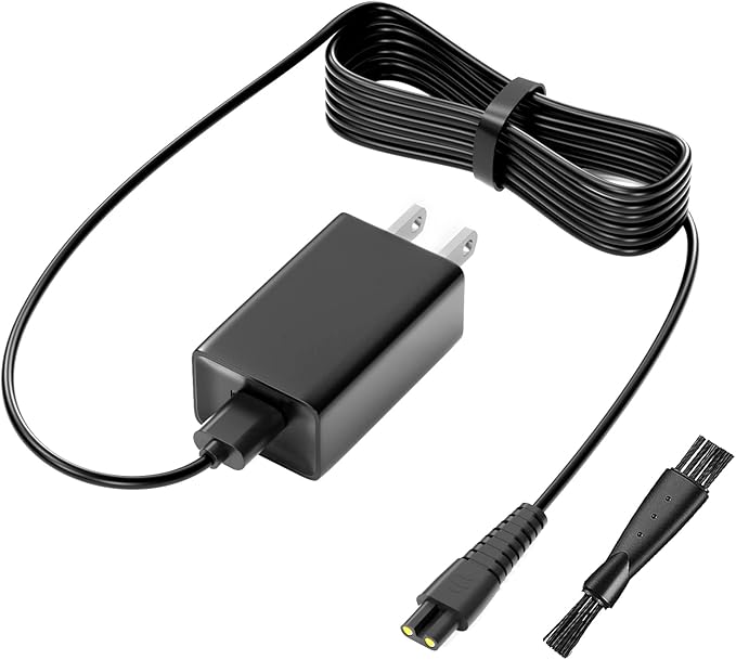 VHBW Power Cord for Skull Shaver, Charger for Pitbull Gold Pro/Silver Pro/Platinum/Palm Beast Trimmer, Replacement AC Power Adapter, 5.9ft, Silver