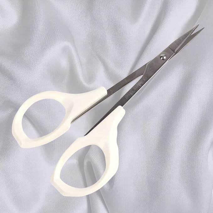 Eyebrow Scissor 4 Inch Trimming Manicure Lash Scissors for Multi-Purpose Cuticle Pedicure Beauty Grooming Kit for Nail, Eyelash, Dry Skin, Striaght Blade (White_Straight)