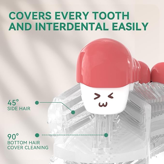 Adult Sonic Automatic Electric Toothbrush, 360° Oral Cleaning Stain Whitening, IPX7 Waterproof Rechargeable, u-Shape Brush Head*3+Straight Handle Brush Head*2 (Green)