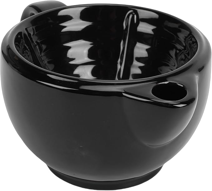 ZJchao Ceramic Shaving Bowl, Dual Chamber Heat Retention Shaving Mug with Wide Mouth for Wet, Oversized Handle for Secure Grip (Double Layer)