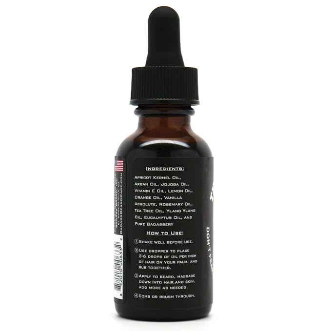 Badass Beard Care Oil For Men - The Ladies Man Scent, 1 oz - All Natural Ingredients, Keeps Beard and Mustache Full, Soft and Healthy
