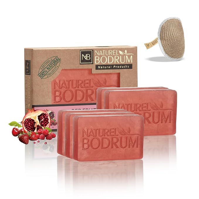 Red Fruits Organic Soap Bar for Women and Men, Pack of 5 Glycerin Soap Bars - Antioxidant Red Fruits Extract Bar Soap for Refreshed Skin - Natural & Vegan Spa Gift, for All Skin Types