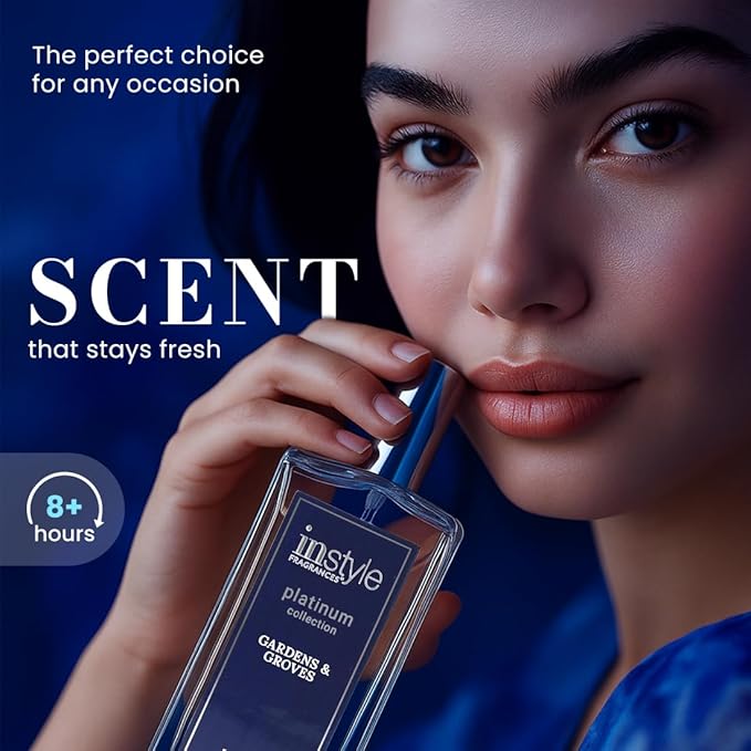 Instyle Fragrances Platinum Collection Gardens & Groves, Inspired by C.hanel's C.oco Mademoiselle, Premium Women’s Eau de Parfum, CLEAN, Vegan, Paraben-Free, Never Tested on Animals, 3.4 Fluid Ounces