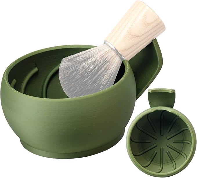 Grandslam Shaving Bowl with Ridges, Shaving Mug with Brush Stand, Shaving Soap Bowl for Shaving Cream and Soap, Durable & Holds Heat Longer, Rich & Thick Lather, Great for Traveling and Use at Home