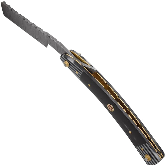 Straight Razor | Straight Edge-Razor Sharp High Hardness Real Damascus Steel Cutthroat Straight Edge-Blade | Barber Razor (328)