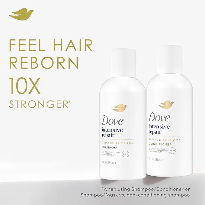 Dove Travel Essentials Shampoo and Conditioner Set – Dove Nutritive Solutions Intensive Repair for Damaged Hair, 3 Oz Ea
