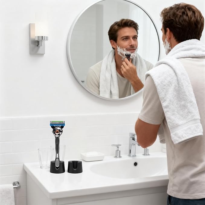 Razor Holder Compatible with Gillette Razor,2 Pack Anti-slip ABS Draining Razor Stand Compatible with Gillette Razor For Bathroom,2PCS Cleaning Brushes Included