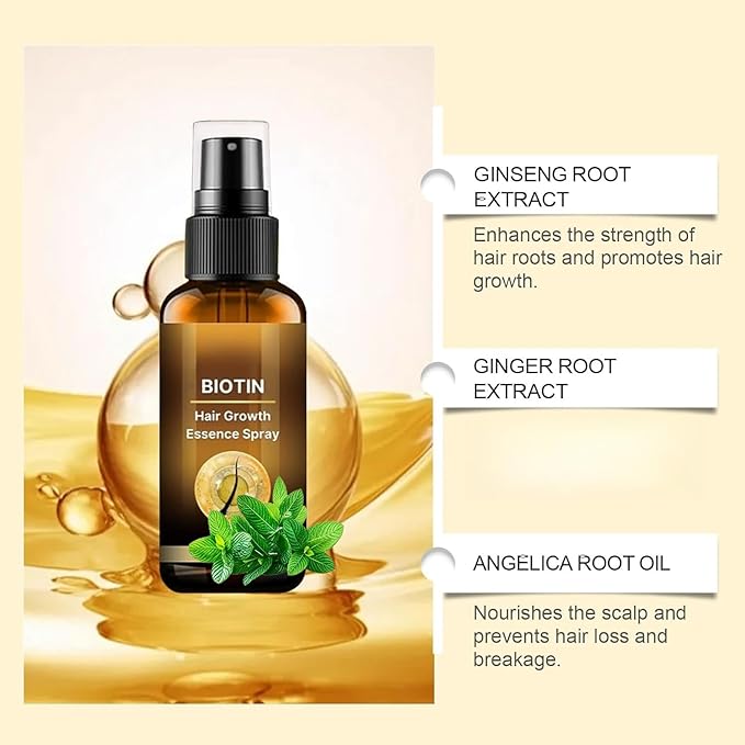 Hair Growth Essence Spray, Reduces Breakage & Damage, Enhances Hair Hair Regrowth Treatment to Reduce Hair Loss30ml/1 fl oz (2pcs)