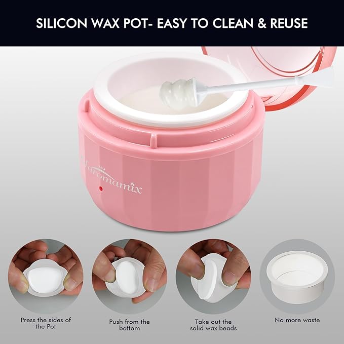 Nose Wax Kit Men & Women- Mini Portable Wax Warmer for Nose/Ear/Eyebrow/Beard/Lip Fuzz Hair Removal with 50g Hard Wax Beans, 10 Applicators & 5 Nose Hair Sticks &1 Silicone Pot - 5V USB