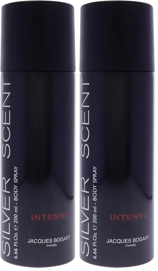Silver Scent Intense by Jacques Bogart for Men - 6.66 oz Body Spray (Pack of 2)