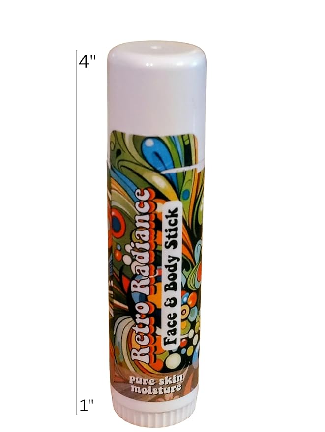 Retro Radiance Pure Skin Moisture Face and Body Stick,All Natural Organic Skincare,anti ageing,jojoba,coconut,coccoa butter,vegan,fragrance free,lips,tattoo,hands,heels,made in USA
