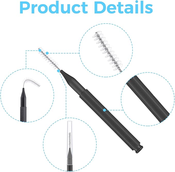 100 Pcs Interdental Brushes, Braces Flossers for Cleaner Braces Brush Soft Dental Brushes Toothpicks Dental Floss Picks Dental for Braces Oral Cleaning(Black, White)