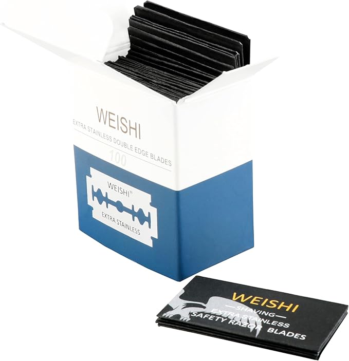 WEISHI 100PCS Single Edge Razor Blades- Double Edge Safety Razor Extra Stainless Blades -Men's Safety for Shaving