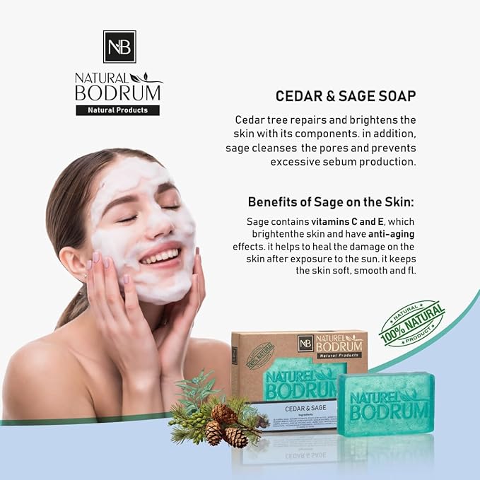 Cedar Sage Organic Soap Bar for Women & Men - Glycerin Soap Bar, Skin Repair & Pore Cleansing Facial & Body Bar Soap with Vitamins C&E - Natural & Vegan Spa Gift, for All Skin Types