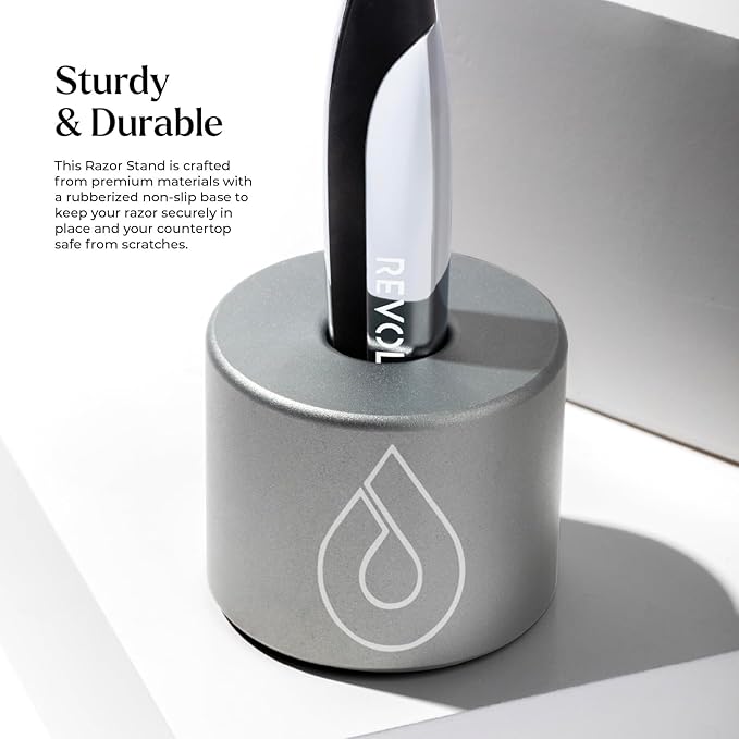 Revolv Razor - Razor Stand - Durable Razor Holder with Rubberized Non-Slip Base - Keeps Blades Clean, Dry & Upright -Opening measures 3/4 of an inch. Compatible with Most Cartridge Razors
