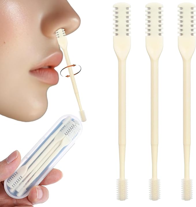 Nasal Hair Cutter,Upgraded Double Sided Nose Knife,Manual 360° Nostril Hair Remover Tool,Nose Hair Trimmer for Men, Women, Soft Cleaning Brush