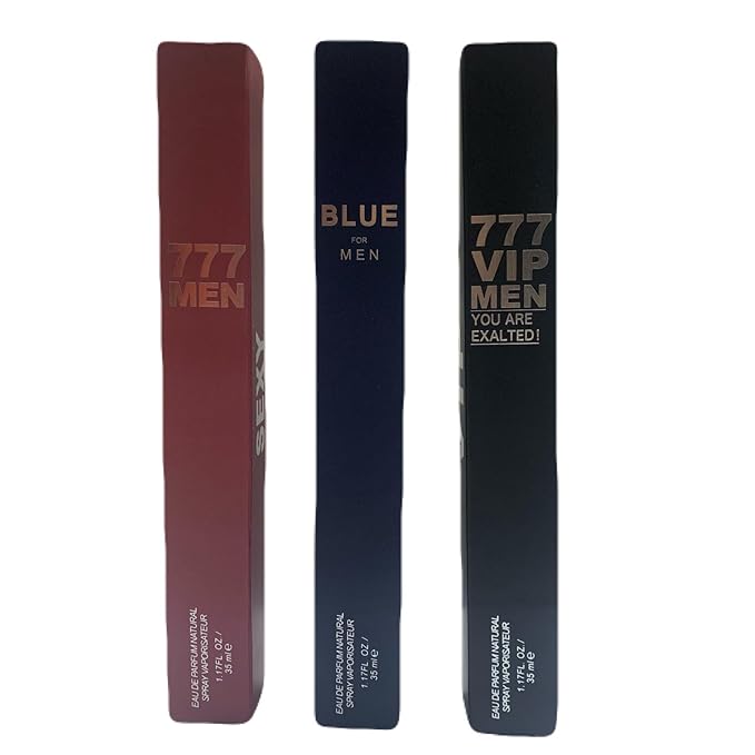 3 Pack Cologne for Men(Blue,777And 777 VIP) Perfume Gifts for Husband,Gifts for Him,Eau de Parfum,Ideal for Trials, or Gifting.Travel Size Perfume,Natural Spray Long Lasting