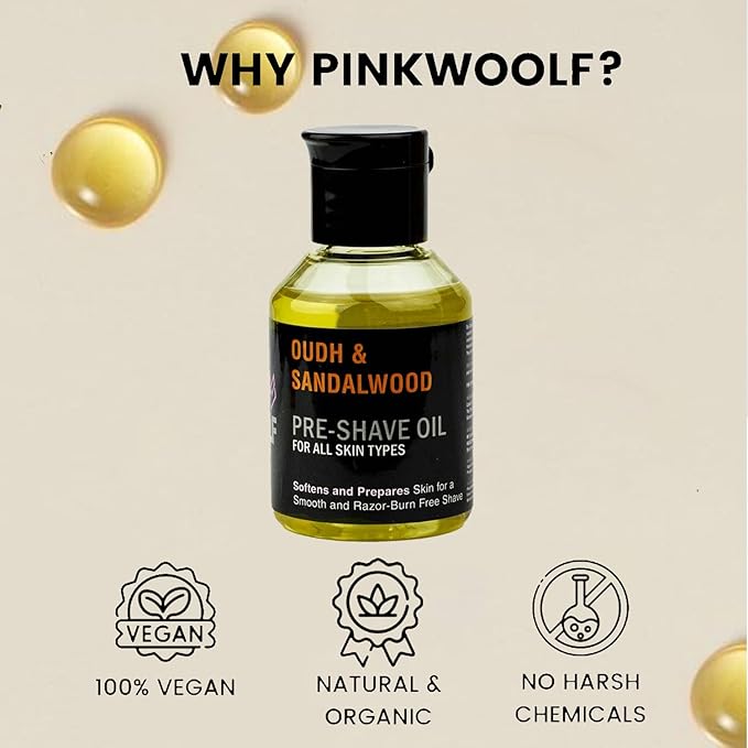 Pre-Shave Oil for Men | Oudh & Sandalwood Scent | Softens Skin and Prepares for Smooth, Razor Burn-Free Shave | Suitable for All Skin Types | 2 Fl Oz Natural Shaving Oil | Pack of 1