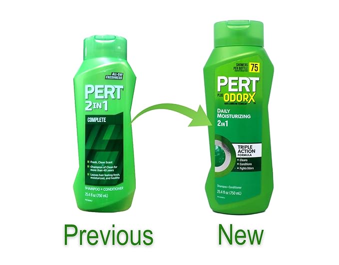 PERT 2 in 1 Complete Clean Shampoo and Conditioner - Mens Shampoo for Daily Use - Hair Conditioner for Men - Removes Dirt, Oil, and Build Up - 4 pc