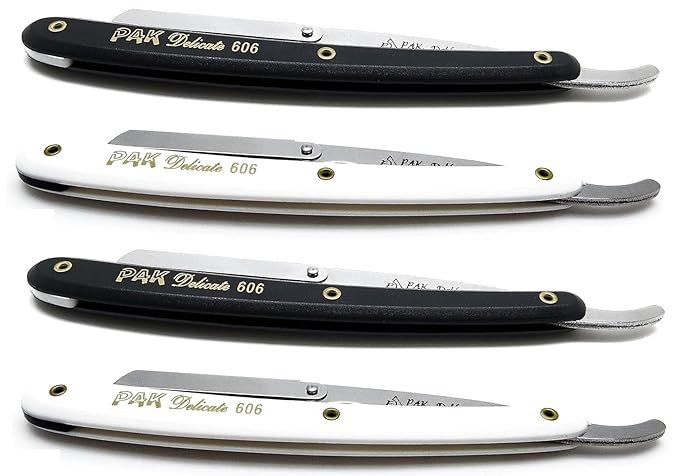 Set of 4 PREMIUM INSTRUMENTS Barber Razors Straight Edge Folding Handle Colors