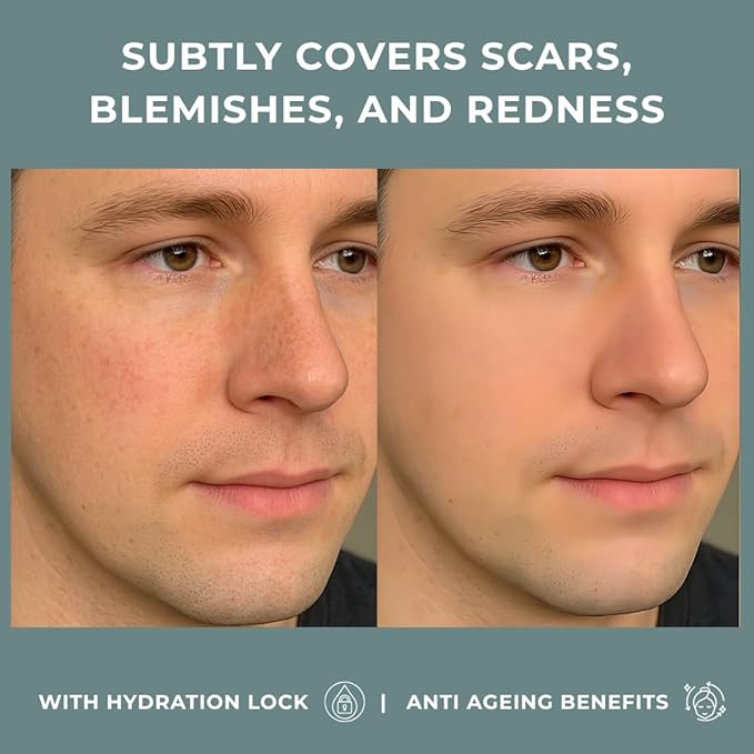 Tinted Moisturiser – Hydra Boost BB Cream with Hyaluronic Acid for Men, Even Skin Tone & Daily Hydration, 30g