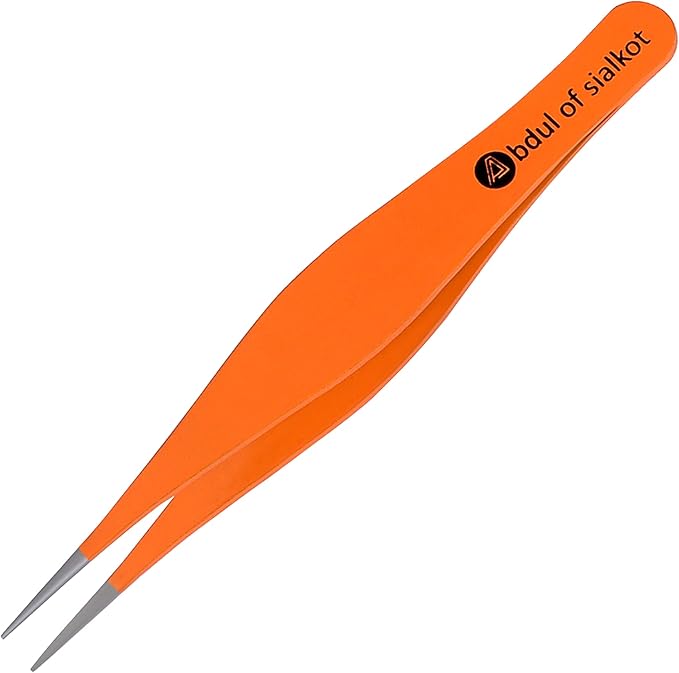 Pointed Tweezers,Needle Nose Tip, Sharp Precision Ingrown Hair, Surgical Pointed for Blackheads & Splinters/Best Tweezers for Eyebrows (Orangee)