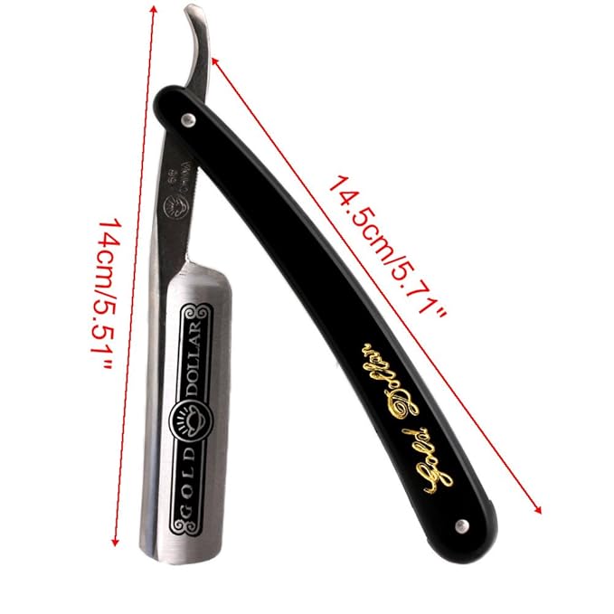 Pro Gold Dollar Shave Knife 66 Straight Edge Barber Razor Folding Hair Shaving