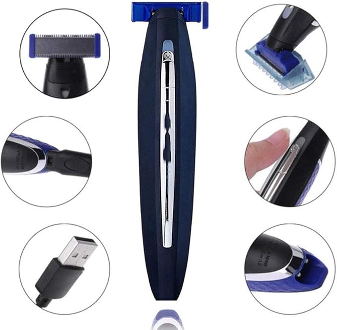 INVODA Shaver Head Replacement Charger and Brush for Electric Solo Shaver Cleaning Bursh USB Data Cable Power Trimmer Solo Head Replacement Charge Line (2Shaver Head & Cord&Brush)
