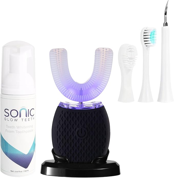 Ultrasonic Toothbrush for Adults - Automatic Electric Toothbrush with Soft Bristles & 30s Timer Rechargeable Portable Design with Wireless Charging Waterproof & Washable for Travel & Home Use (Black)