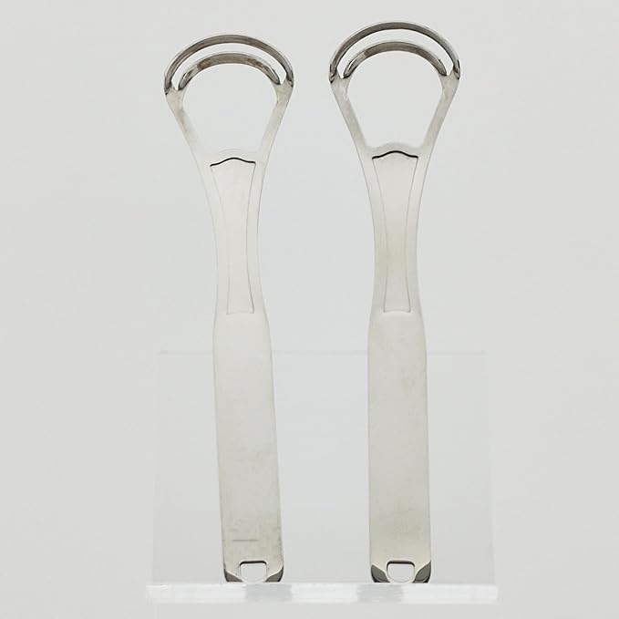 Tongue Scrapers Cleaners Brushes Wide-head Double Blades Scrapers For Oral Care 2PCS, Platinum Color