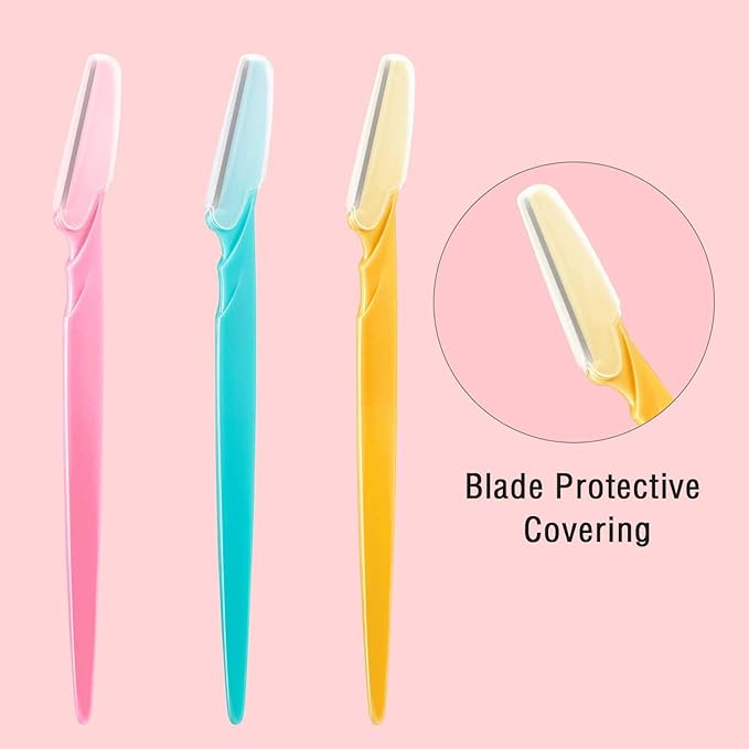 Boao 60 Pieces Eyebrow Razor Shaver Dermaplaning Tool Hair Shavers for Women and Man Face Microblades Shaper Trimmer with Precision Cover Skincare Party Favors