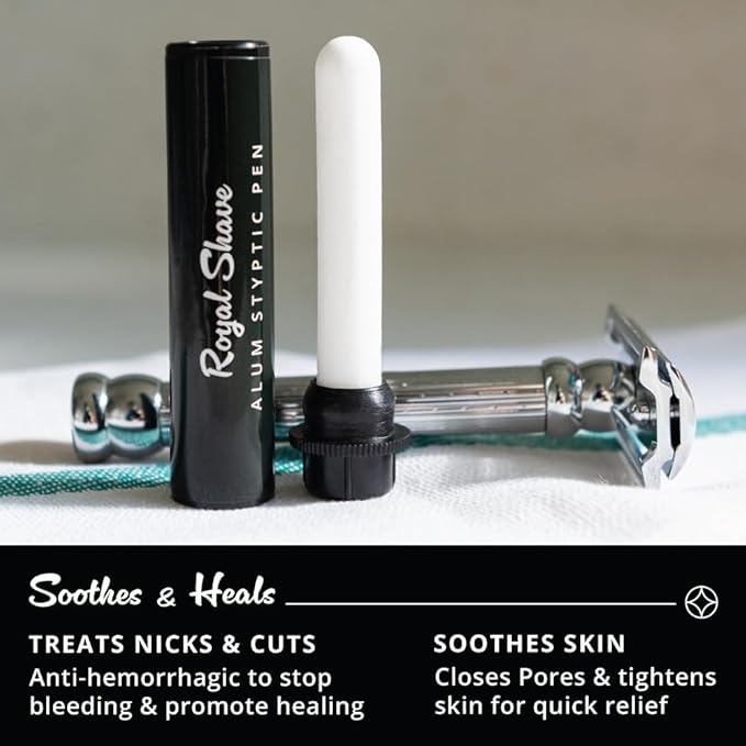 ROYAL SHAVE Alum Styptic Pen - Styptic Alum Stick for Post Shaving Irritation & Heals Accidental Cuts (0.35 oz) (1 PACK)