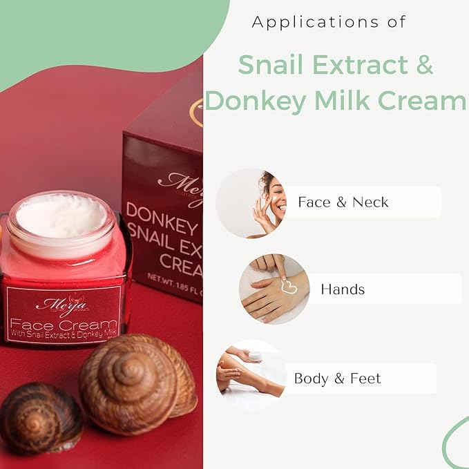 Merja Herbs Anti-aging Face Cream with Donkey Milk and Snail Extract, Aloe & Collagen - Day and Night - Tone refining cream - Enhances Skin Tone & Elasticity
