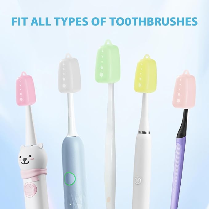 Lapfoon 6 Packs Silicone Toothbrush Covers, Tooth Brush Cover Cap for Electric & Manual Toothbrushes, Toothbrush Travel Essentials