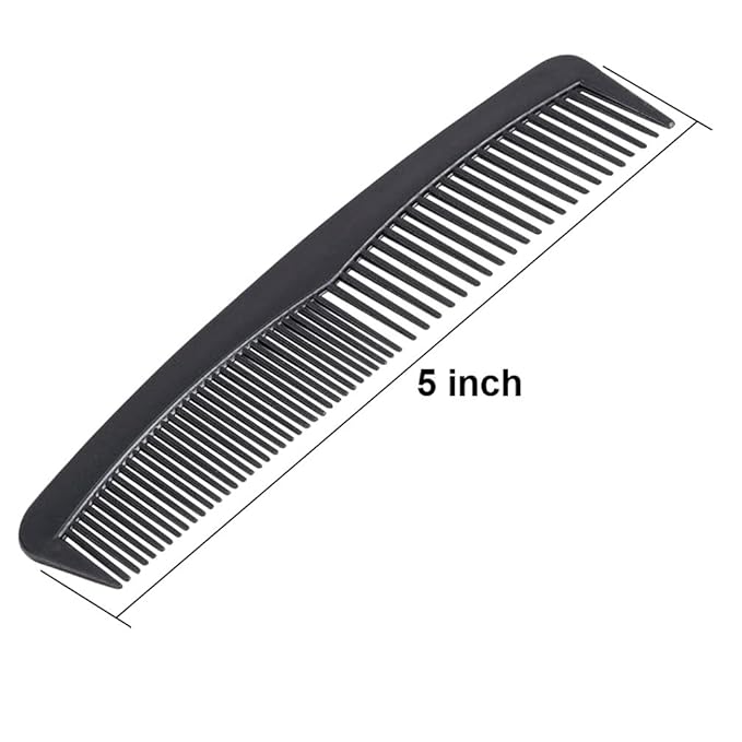 Favorict (12 Pack) Flexible Thin 5" Pocket Hair Comb Beard & Mustache Combs for Men's Hair Beard Mustache and Sideburns (Black)