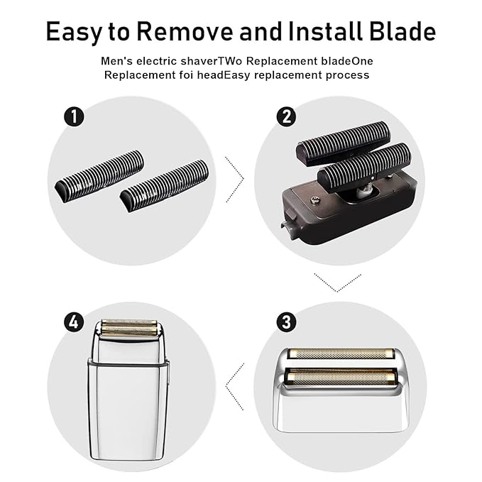 Shaver Replacement Foil and Cutters compatible with BaBylissPRO Barberology Double FXFS2 (Silver)