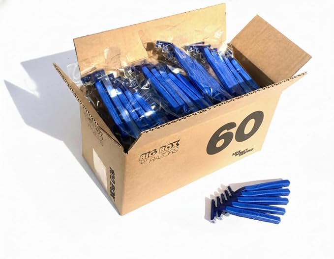 60 Box of Razor Blades Premium Disposable Stainless Steel Hospitality Quality Shavers High End Twin Blade Razors for Men and Women with Aloe Vera Lubrication Strip