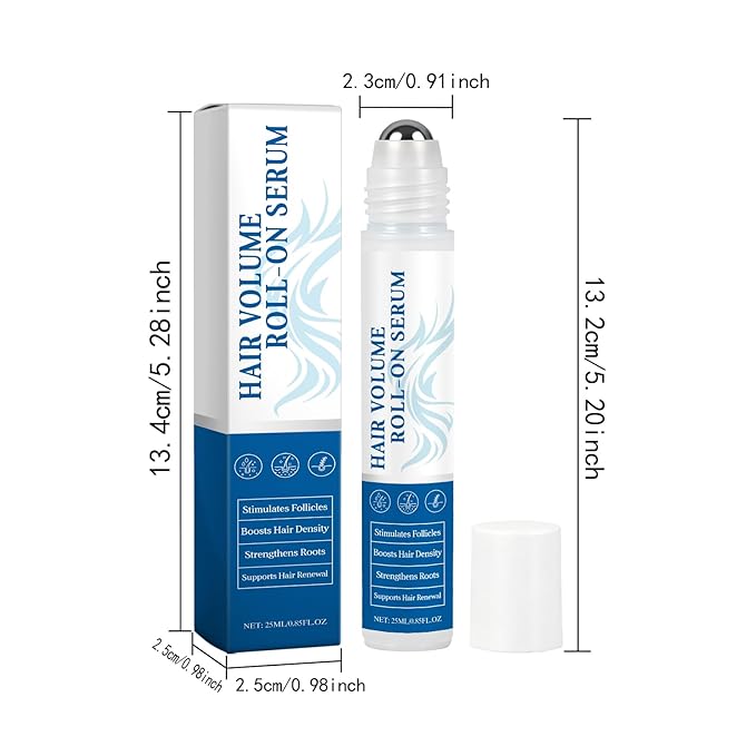 Rosemary Hair Volume Roll-On Serum for Thinning Hair – Reduces Hair Loss, Strengthens Roots & Soothes Scalp – 25ml