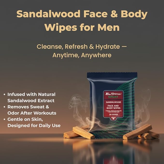 Ben Sherman Men's Face Wipes - 4 Pack (120 Total) Cleansing Wipes for Men with Cedar & Bourban, Eucalyptus, Tea Tree & Sandalwood