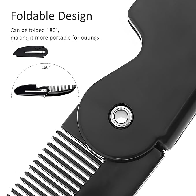 4-Pack Handmade Sawcut Mustache Comb, Best Pocket Folding Comb for Moustaches and Short Beards