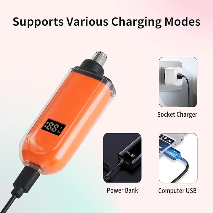 Electric Nose Hair Trimmer for Women Men, Rechargeable Mini Travel Trimmer for Nose and Ear Hair Clippers Portable Trimming with LED Display