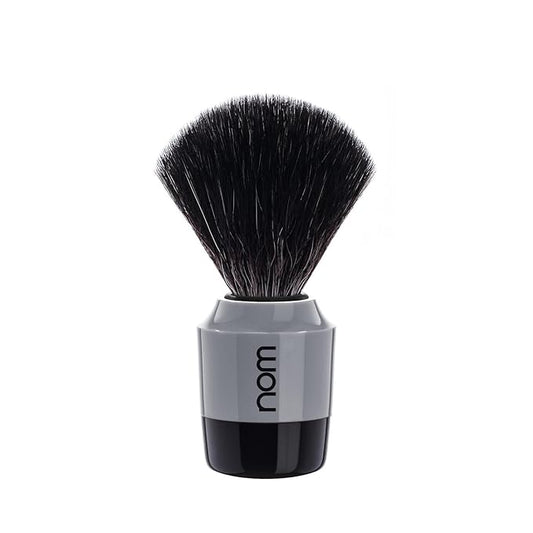 NOM Marten shaving brush | Vegan Shave Brush for Shaving soaps and creams | sustainable eco-friendly and reusable | exfoliating shaving brush | Grey handle