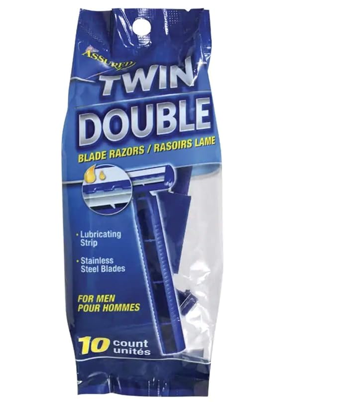 Assured Twin Blade Disposable Razors with Lubricating Strips, 10-ct. Packs