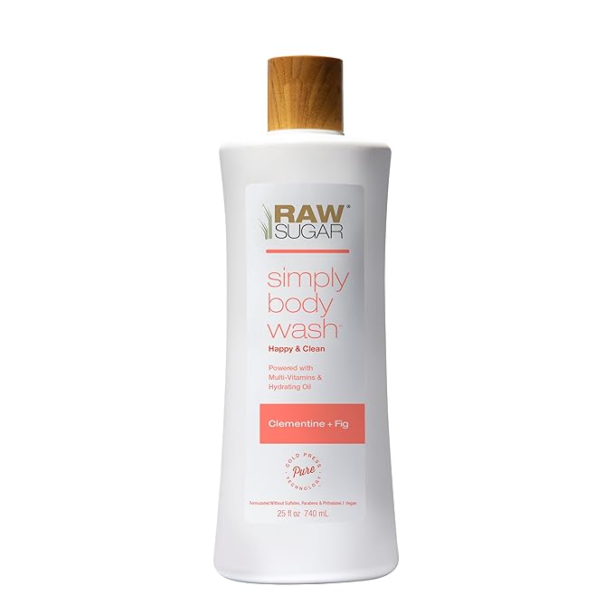 RAW SUGAR Simply Body Wash - Clementine + Fig, Moisturizing & Soothing Bath & Shower Gel, Sulfate-Free, Paraben-Free & Vegan (25 Fl Oz, Pack of 1)
