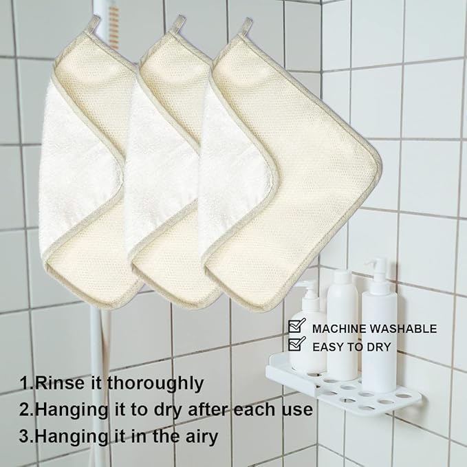 Large XL Soft Weave Cotton Washcloths - Exfoliating Scrubbers for Face & Body - 6 Pack