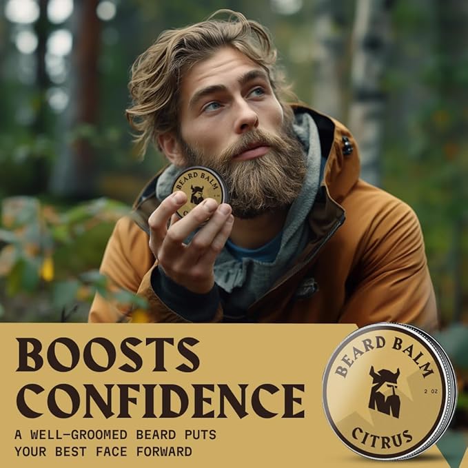 Striking Viking Beard Balm for Men - 2 Fl Oz, Pack of 1, Citrus - Travel Beard Softener - Flexible Styling & Mustache Conditioner
